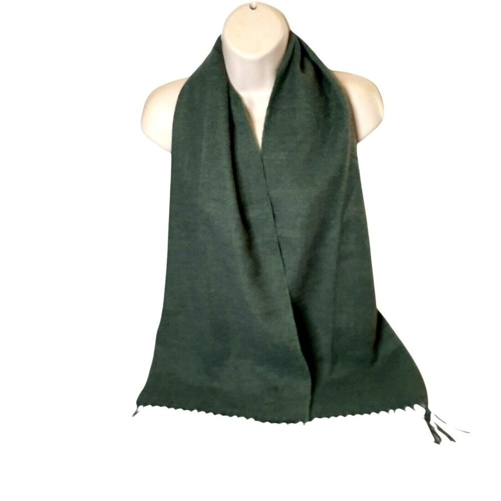Pine Green Tasseled Scarf Basic Solid Long Rectan… - image 5